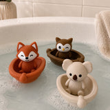 Jouets de bain bébé silicone – 3 bateaux et animaux à assembler GMLB