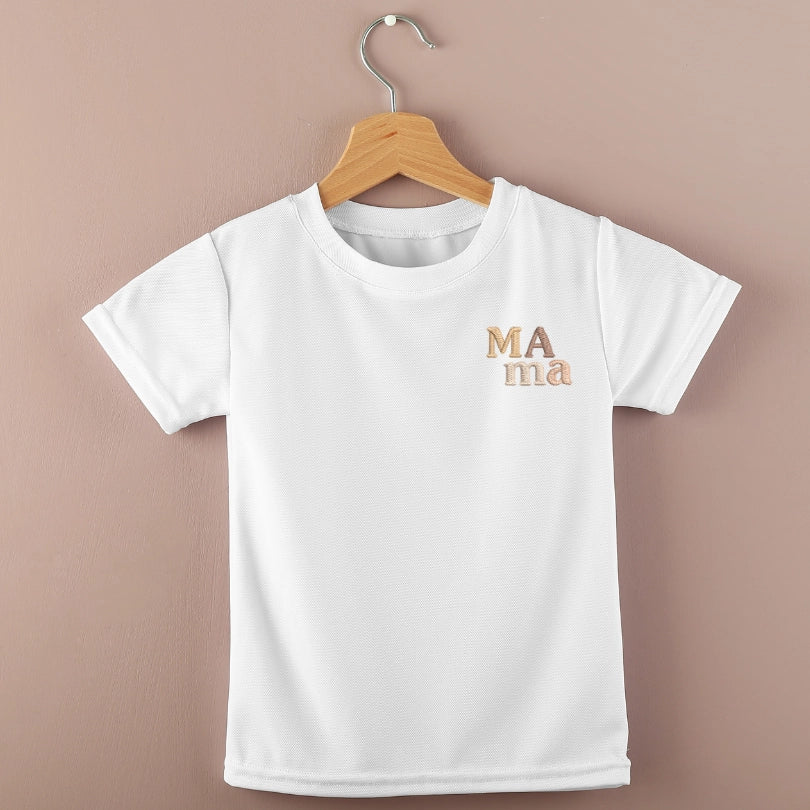 Tee-shirt Mama or café nougat nude MARINE HEART BRODERIE