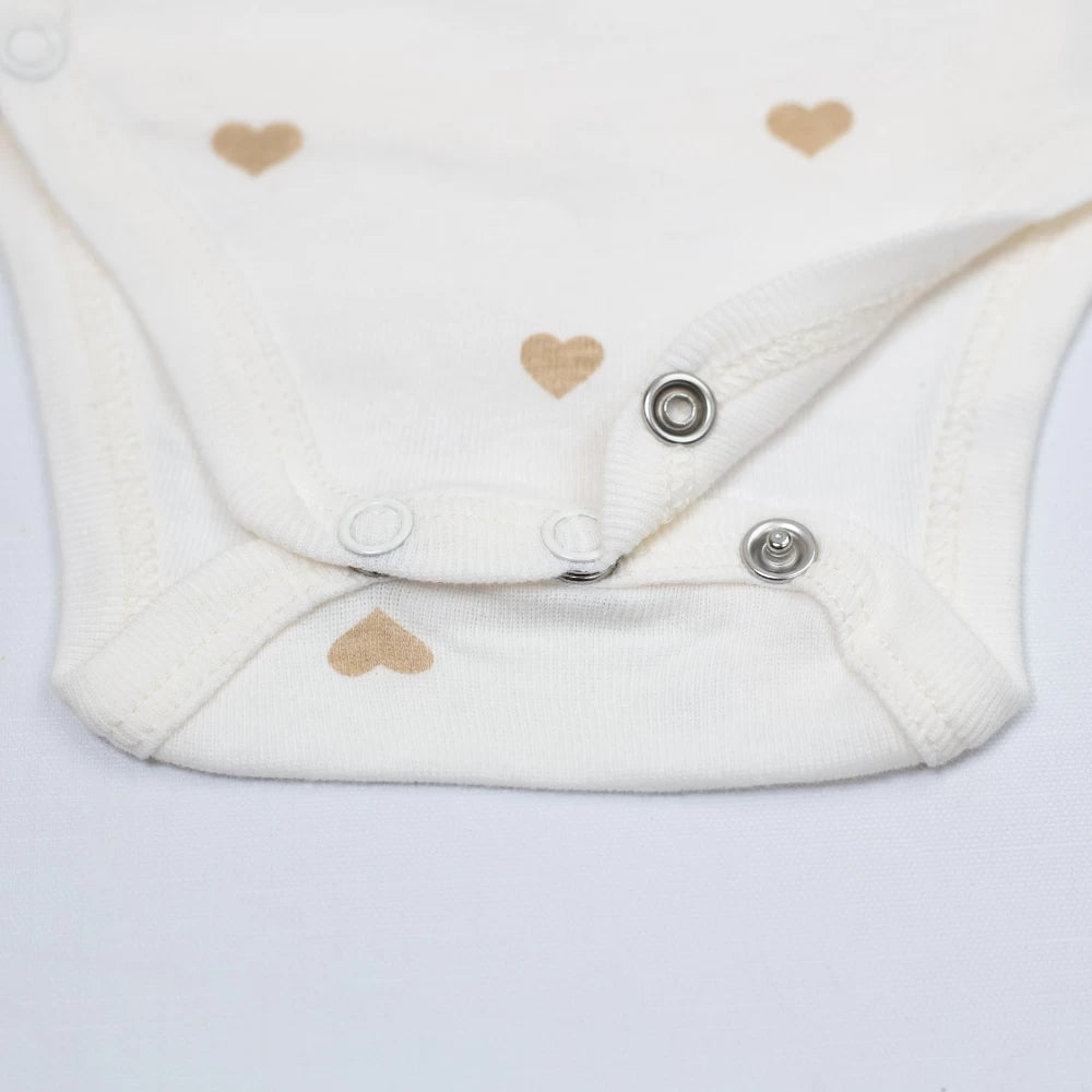 Lot de 2 bodies bébé Cœurs – Marron glacé & écru TROIS KILOS SEPT