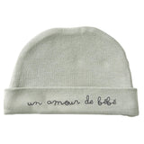 Bonnet Naissance “Un amour de bébé” Vert BB & CO