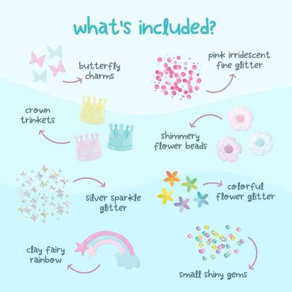 Créez un monde magique avec les Fun Fillers Fairy 🧚‍♀️ ! Accessoires sensoriels scintillants pour jeux d’éveil, pâte à modeler, eau, riz ou slime. Dès 3 ans.