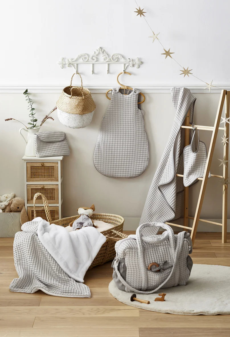 Maxi couverture bébé en coton gaufré nuage