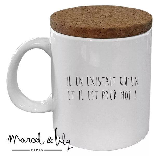 Mug "Le prince charmant existe" avec couvercle en liège 💛 Marcel & Lily