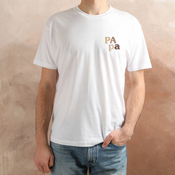 Tee-shirt Papa brodé or café nougat chocolat