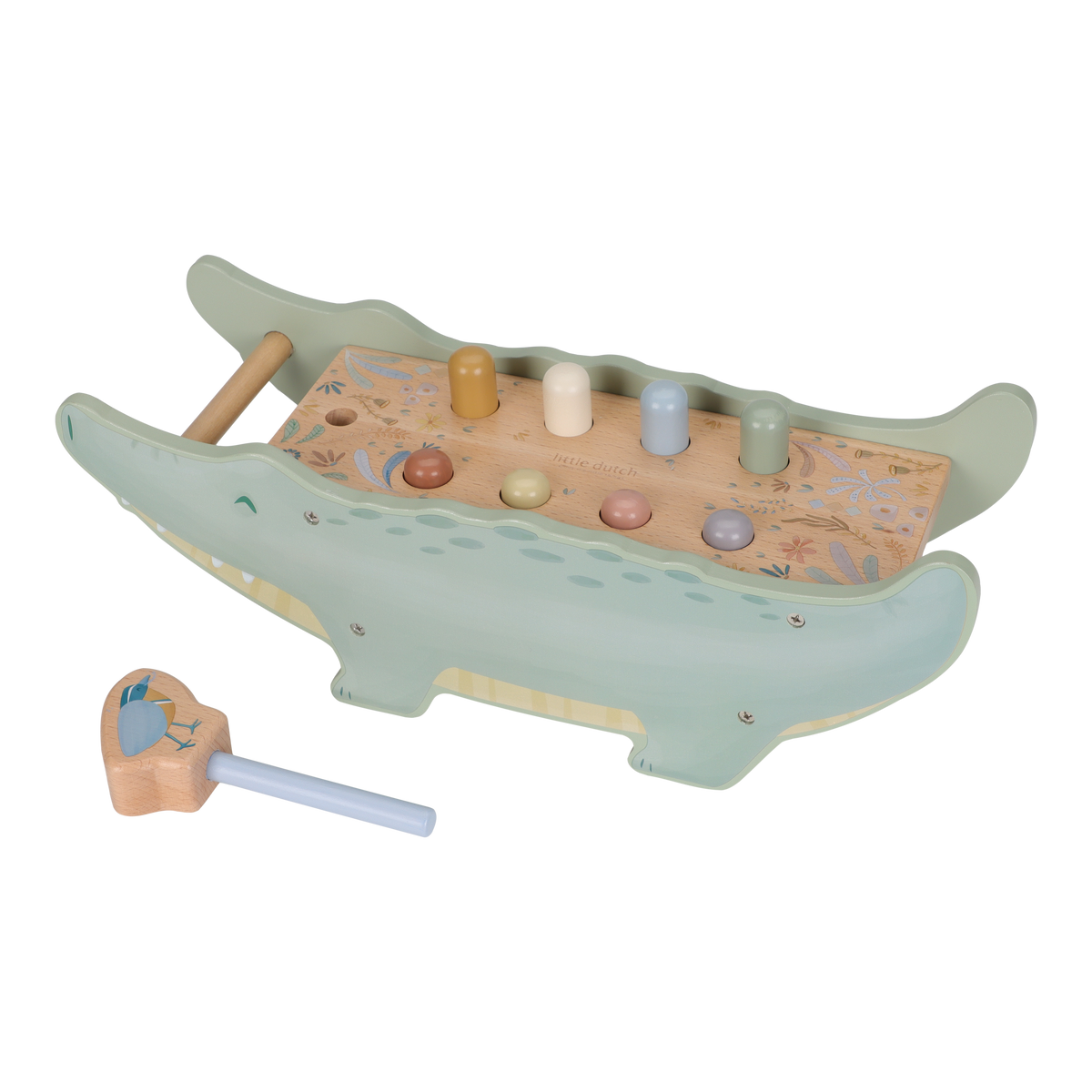 Banc à marteler crocodile en bois Safari Friends – jouet de motricité enfant