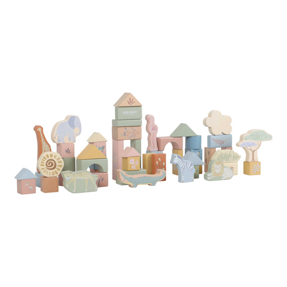 Blocs de construction en bois Safari Friends – 50 cubes en bois enfant