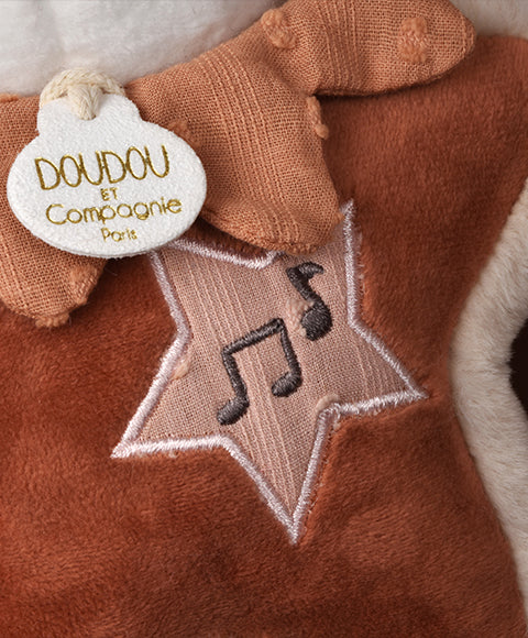 Boîte à musique bébé Mina – peluche musicale naissance 16 cm