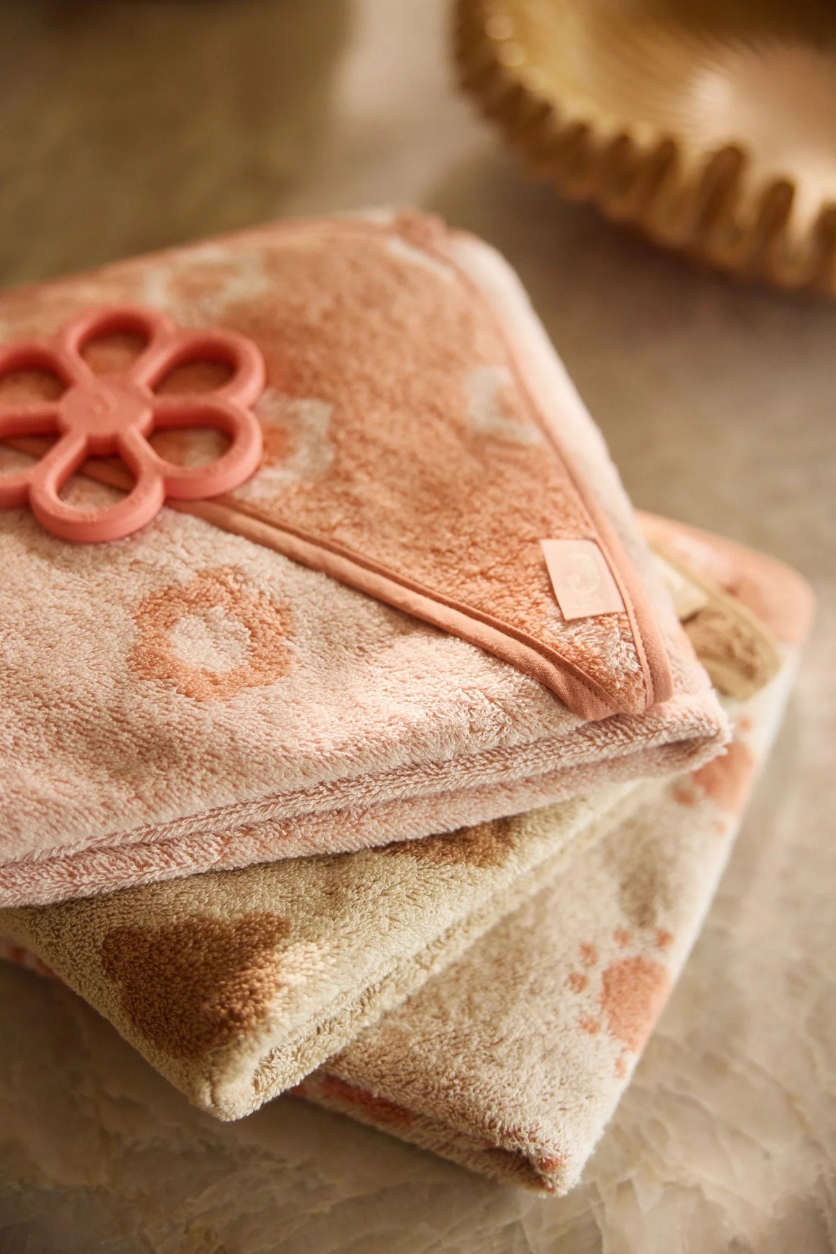 Cape de bain bébé Jacquard blush 75 x 75 cm - Jollein JOLLEIN