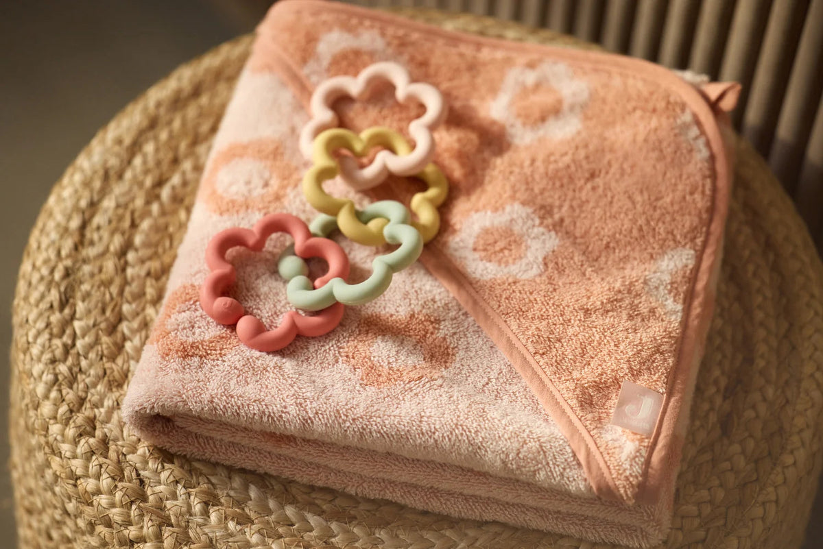 Cape de bain bébé Jacquard blush 75 x 75 cm - Jollein JOLLEIN
