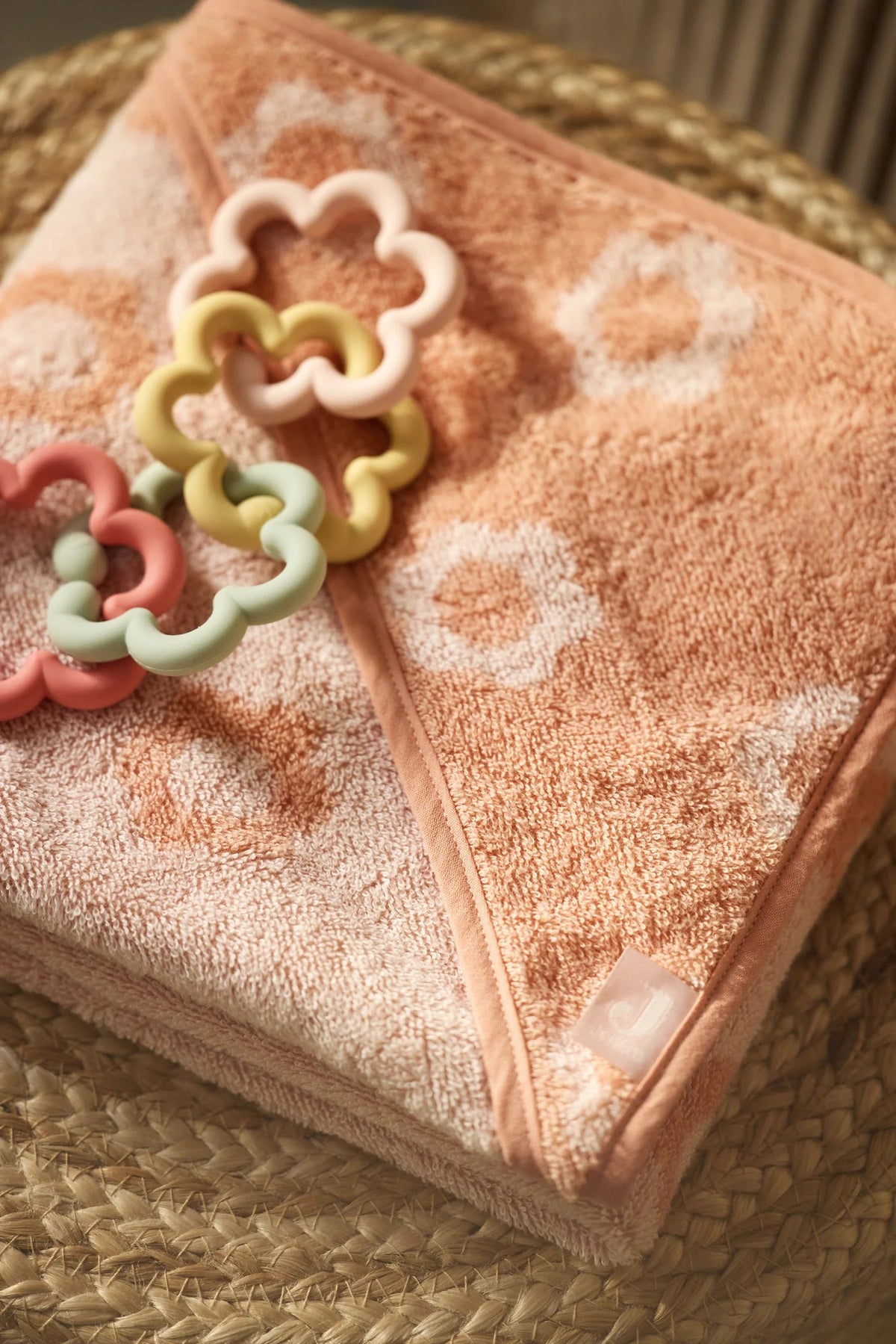 Cape de bain bébé Jacquard blush 75 x 75 cm - Jollein JOLLEIN