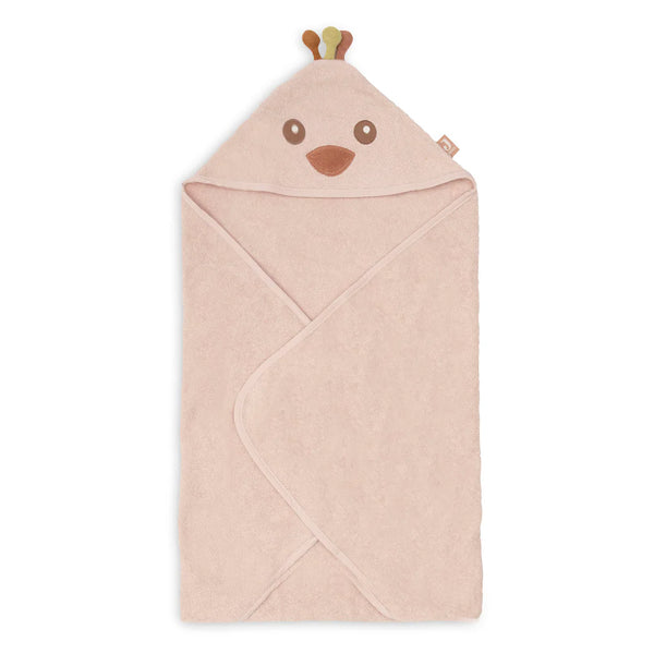 La cape de bain Jollein avec capuche et petites plumes en tissus enveloppe bébé de douceur et de chaleur après chaque bain. Fabriquée en 100 % coton éponge, elle est douce, absorbante et confortable. Son format 75 × 75 cm et son design attendrissant en font un indispensable du linge de bain de bébé.

Cape de bain bébé Jollein avec capuche et petites oreilles en éponge 100 % coton, douce et absorbante, idéale dès la naissance.