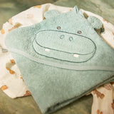 Cape de bain bébé avec capuche et oreilles 75 x 75 cm - Jollein hippopotame JOLLEIN