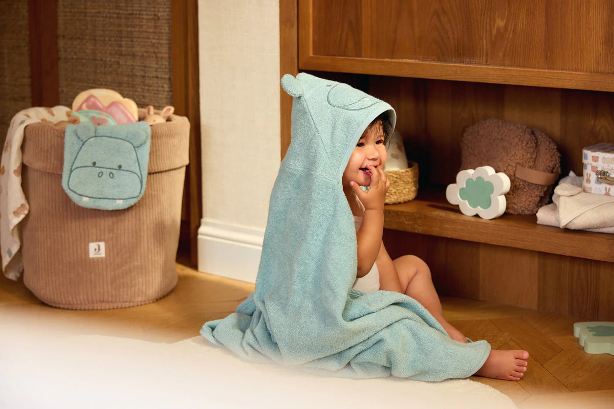 Cape de bain bébé avec capuche et oreilles 75 x 75 cm - Jollein hippopotame JOLLEIN