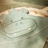 Cape de bain bébé avec capuche et oreilles 75 x 75 cm - Jollein hippopotame JOLLEIN