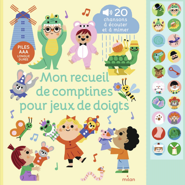 Mon recueil de comptines pour jeux de doigts – Livre sonore bébé dès 1 an - Livre