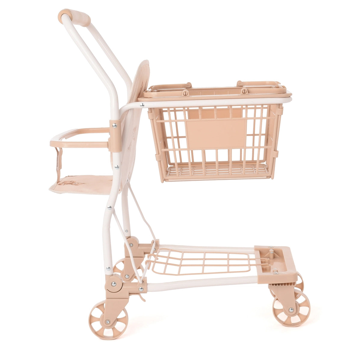 Chariot de courses enfant beige – Jouet imitation motif ours Petit coeur salé