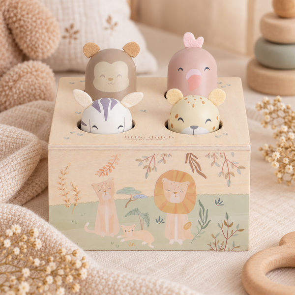 Jouet pop-up Safari Friends – jouet d’éveil en bois LITTLE DUTCH