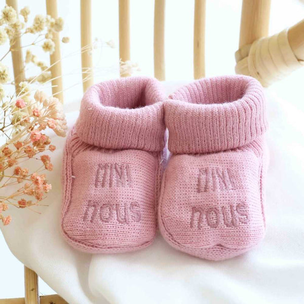 Chaussons naissance Mini Nous rose – douceur et tendresse pour les premiers jours TROIS KILOS SEPT