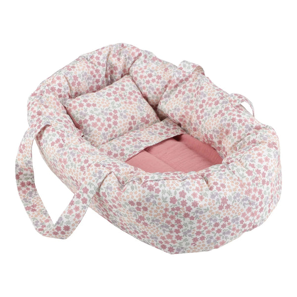 Couffin pour poupée rose – Motif floral LITTLE DUTCH