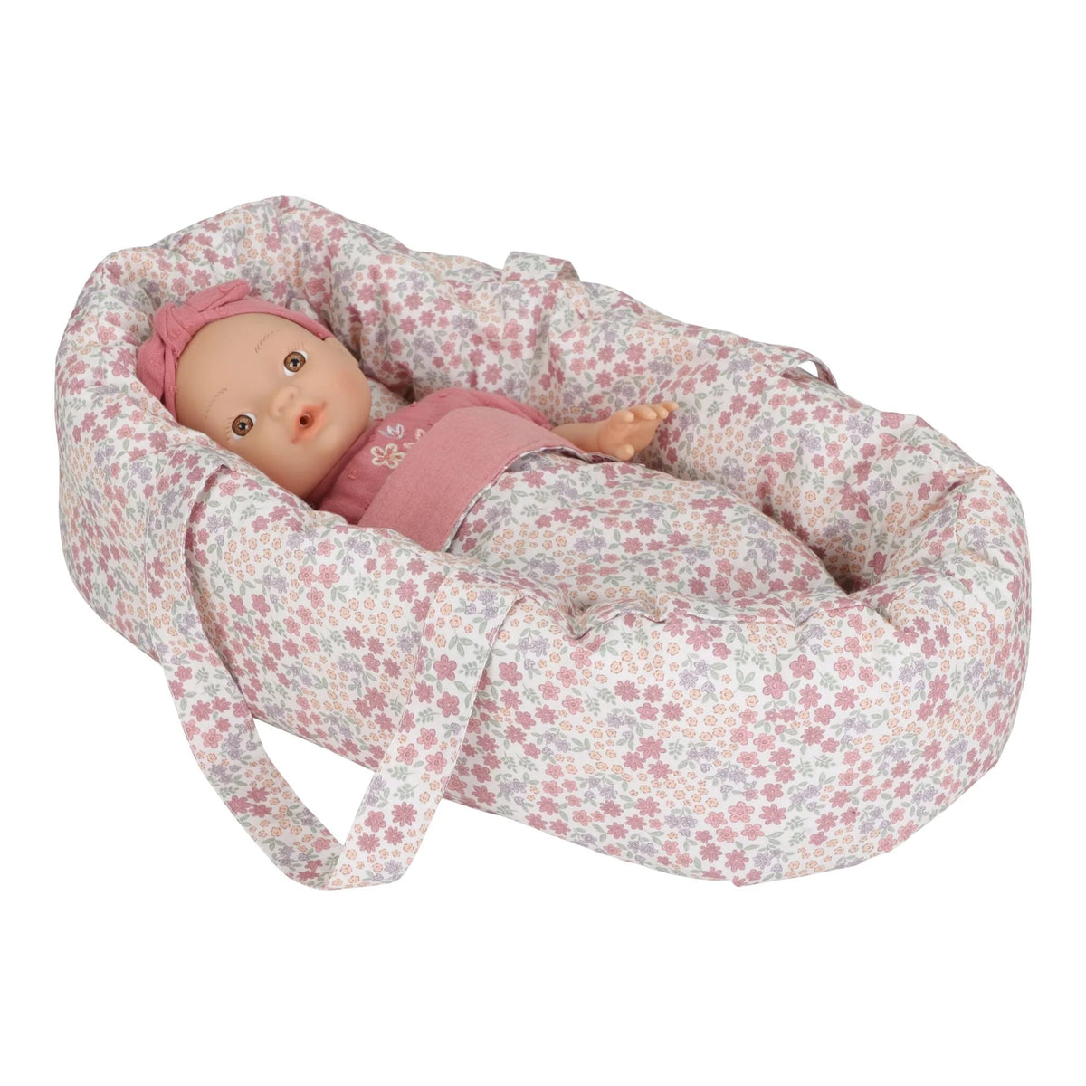 Couffin pour poupée rose – Motif floral LITTLE DUTCH