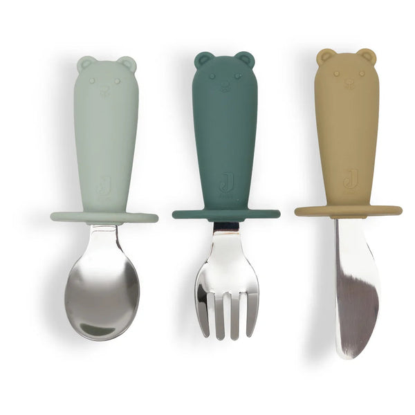 Couverts d'apprentissage en silicone et acier inoxydable - Jollein Jade JOLLEIN