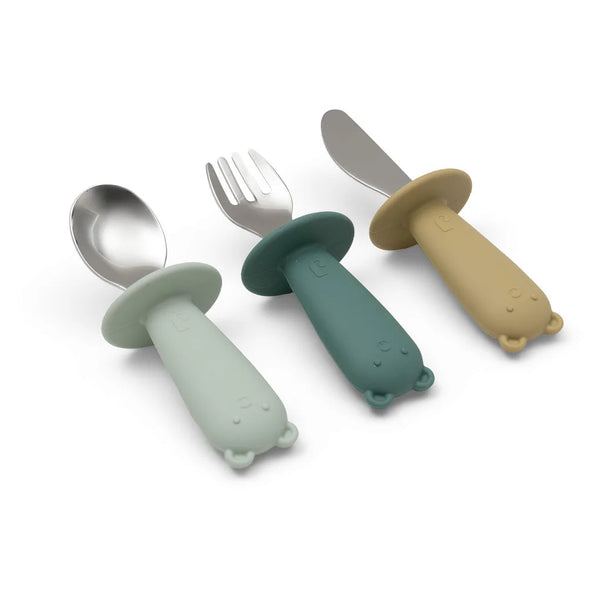 Couverts d'apprentissage en silicone et acier inoxydable - Jollein Jade JOLLEIN