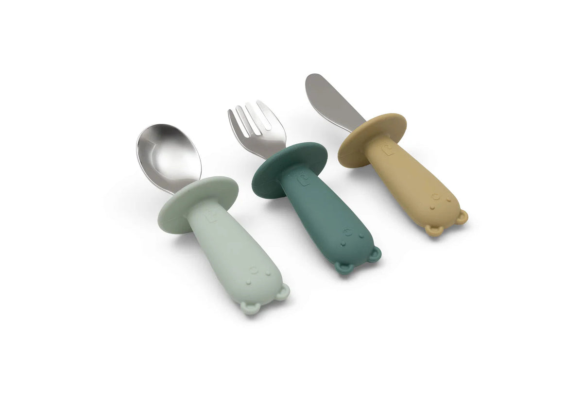 Couverts d'apprentissage en silicone et acier inoxydable - Jollein Jade JOLLEIN