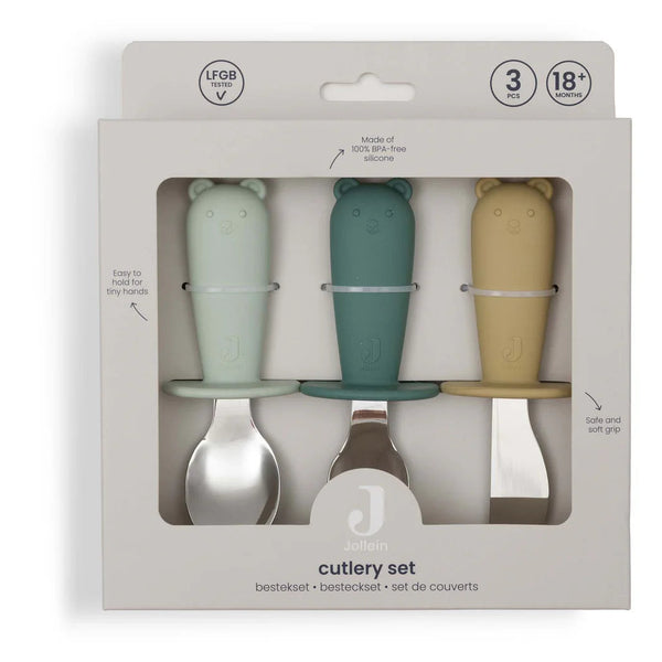 Couverts d'apprentissage en silicone et acier inoxydable - Jollein Jade JOLLEIN