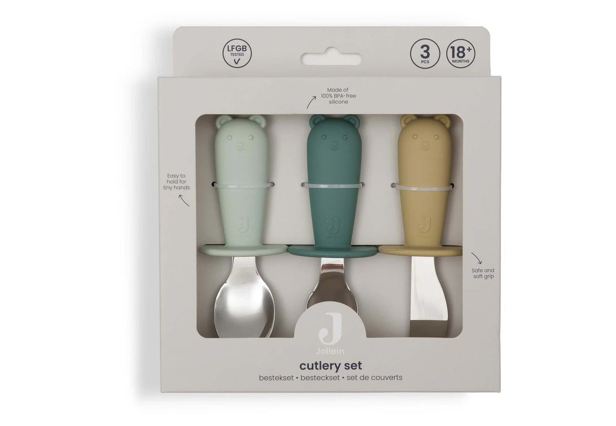 Couverts d'apprentissage en silicone et acier inoxydable - Jollein Jade JOLLEIN