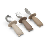 Couverts d'apprentissage en silicone et acier inoxydable - Jollein Natural JOLLEIN