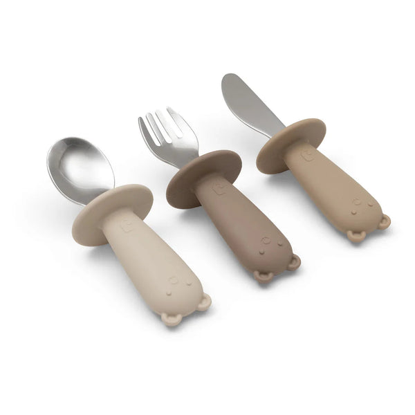 Couverts d'apprentissage en silicone et acier inoxydable - Jollein Natural JOLLEIN