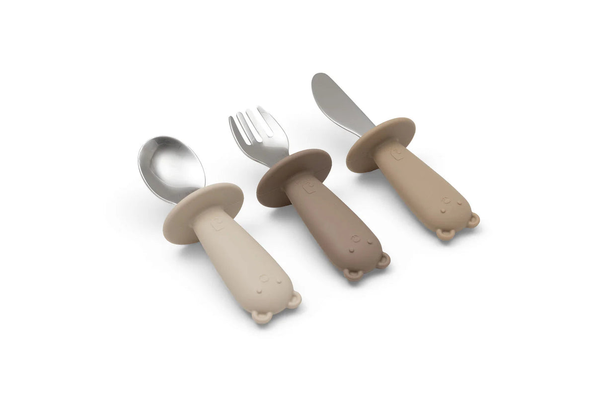 Couverts d'apprentissage en silicone et acier inoxydable - Jollein Natural JOLLEIN