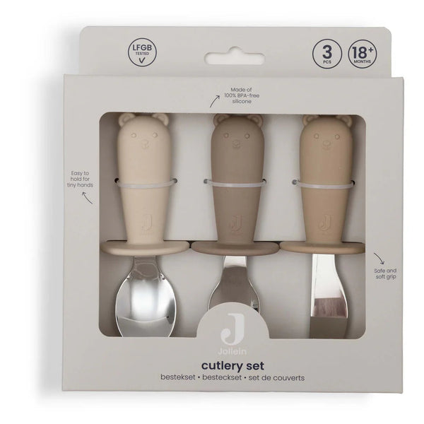 Couverts d'apprentissage en silicone et acier inoxydable - Jollein Natural JOLLEIN