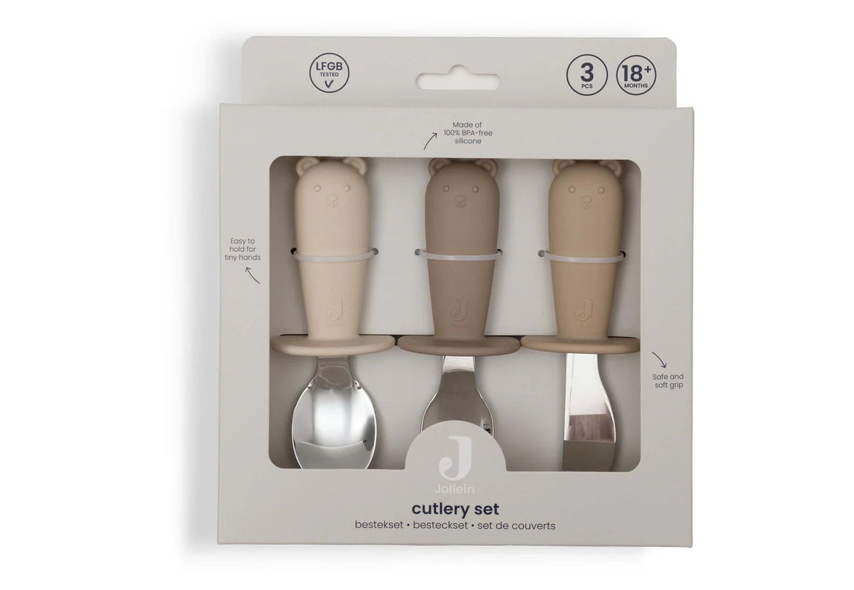 Couverts d'apprentissage en silicone et acier inoxydable - Jollein Natural JOLLEIN