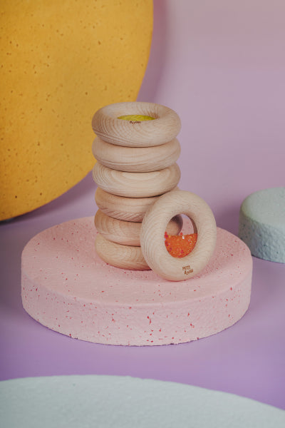 Donut jouet d’éveil sensoriel vert – jouet en bois bébé PETIT BOOM