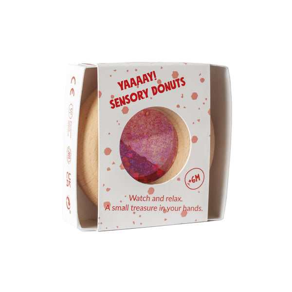 Donut jouet d’éveil sensoriel rouge – jouet en bois bébé PETIT BOOM