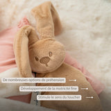 Doudou lapin bébé 27x27 cm – Doudou beige chaud dès la naissance NATTOU