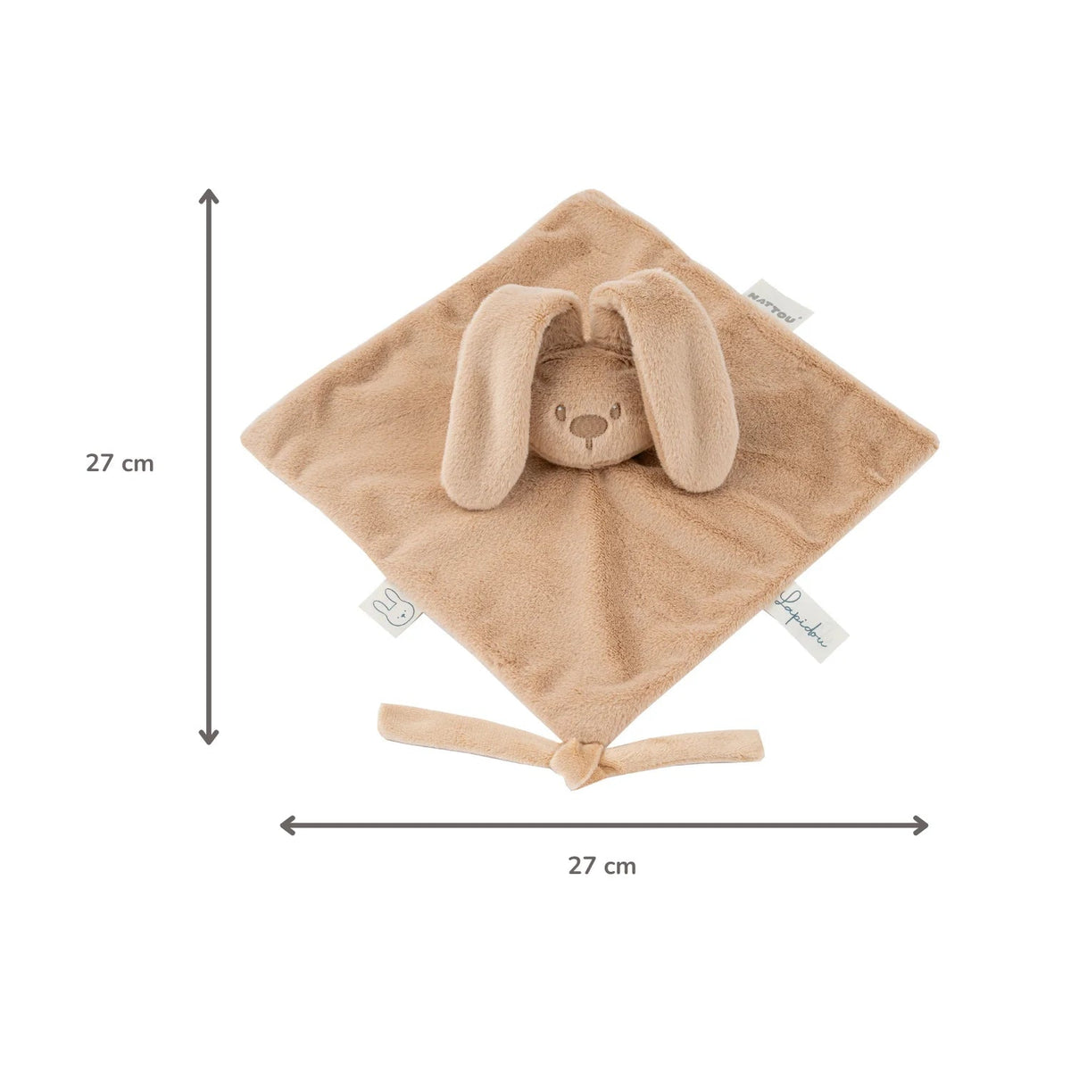 Doudou lapin bébé 27x27 cm – Doudou beige chaud dès la naissance NATTOU