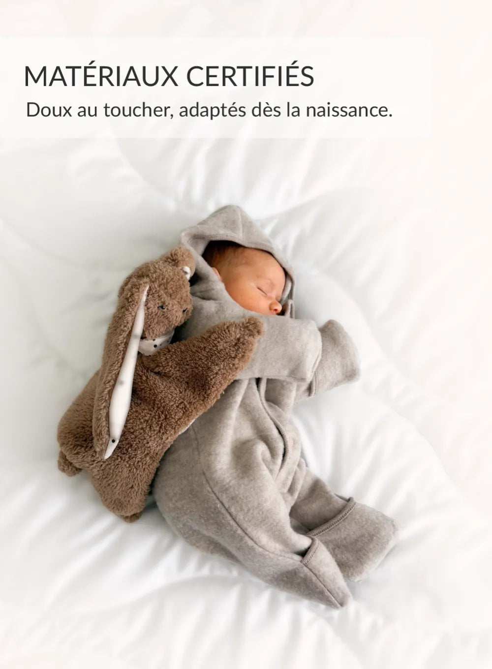 Doudou bouillotte lesté Lapin Marron myHummy Un deux croix