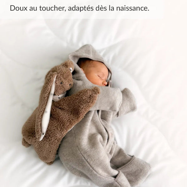 Doudou bouillotte lesté Lapin Marron myHummy Un deux croix