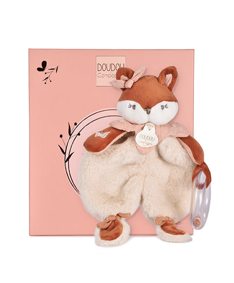 Doudou hochet bébé naissance – éveil sensoriel 18 cm Mina
