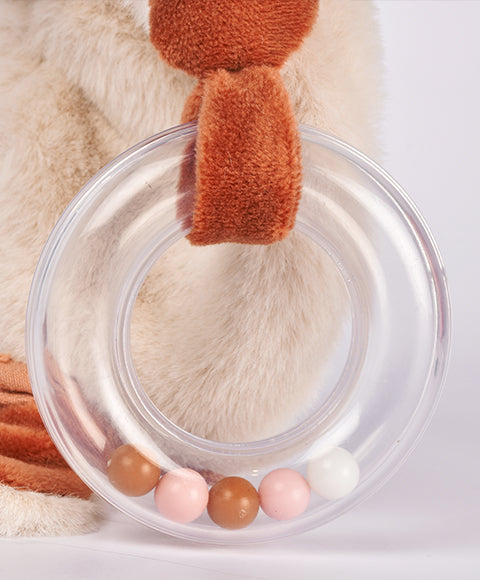 Doudou hochet bébé naissance – éveil sensoriel 18 cm Mina