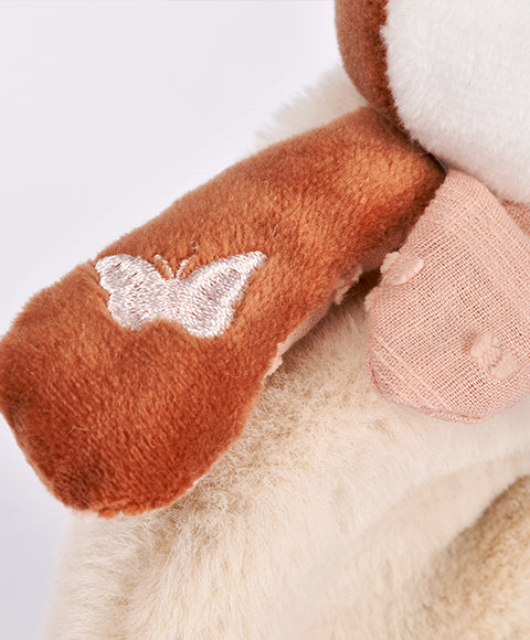 Doudou hochet bébé naissance – éveil sensoriel 18 cm Mina
