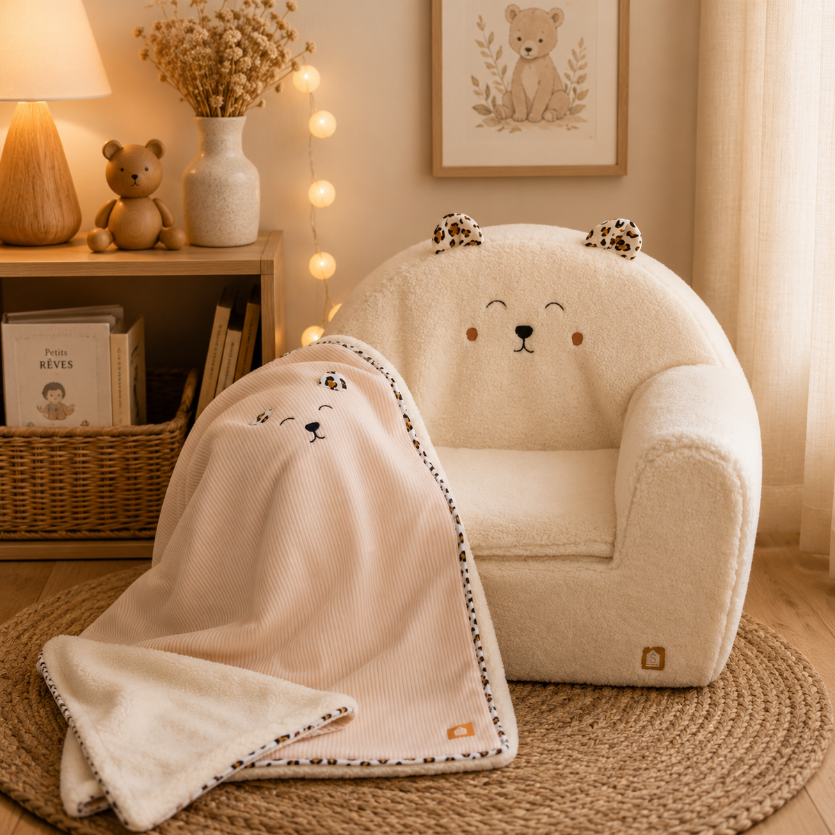 Fauteuil club enfant en sherpa Léopard - Sauthon SAUTHON