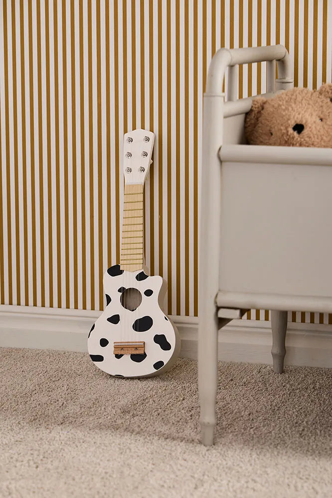 Guitare enfant en bois noir et blanc – jouet musical dès 3 ans