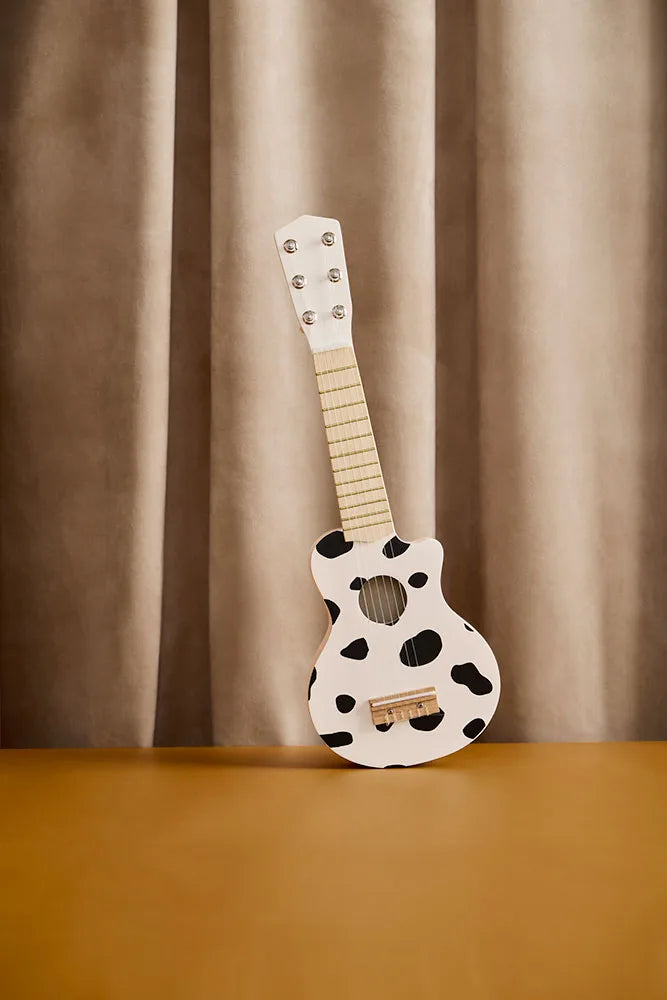 Guitare enfant en bois noir et blanc – jouet musical dès 3 ans