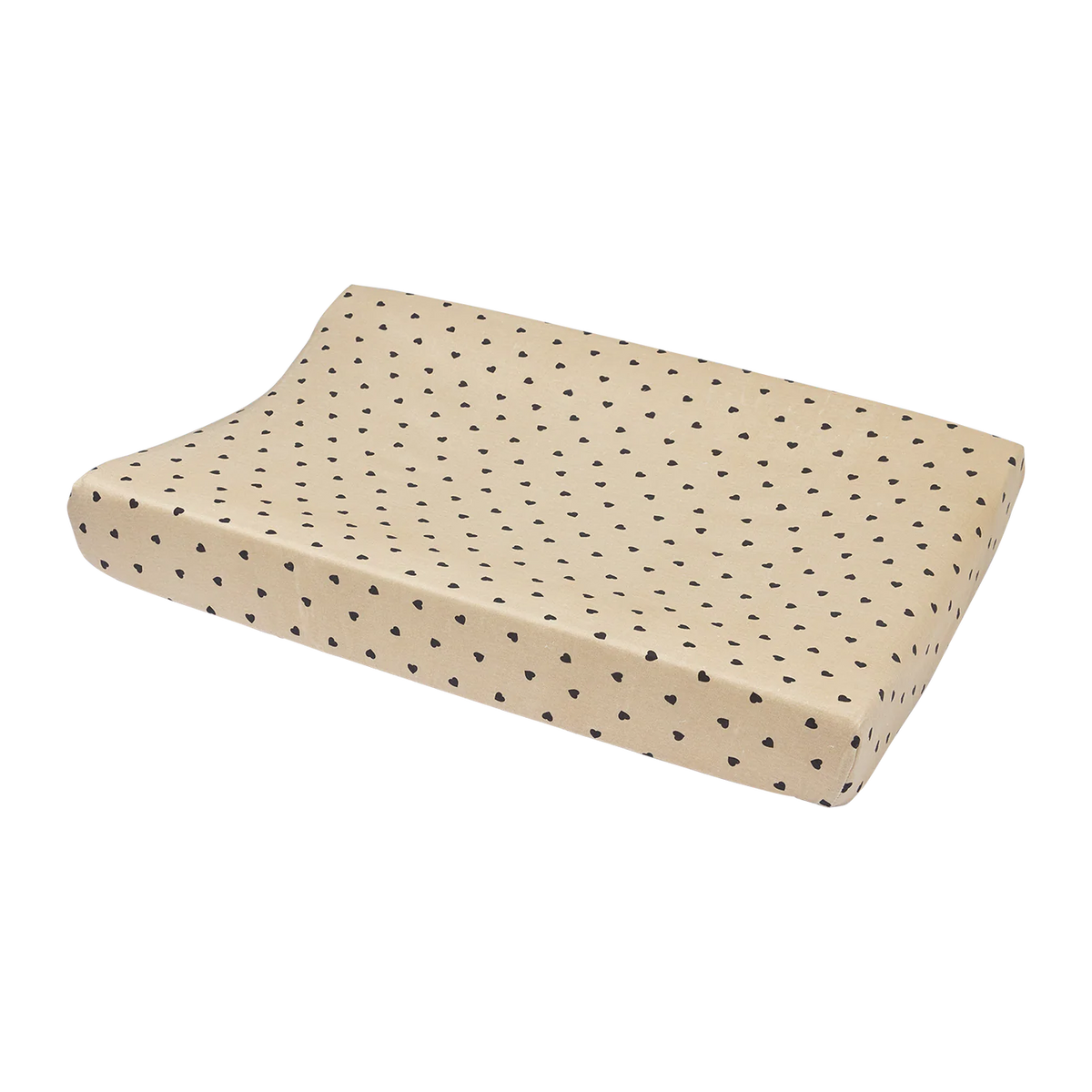Housse matelas à langer bébé coton 50x70 sable coeurs noirs JOLLEIN
