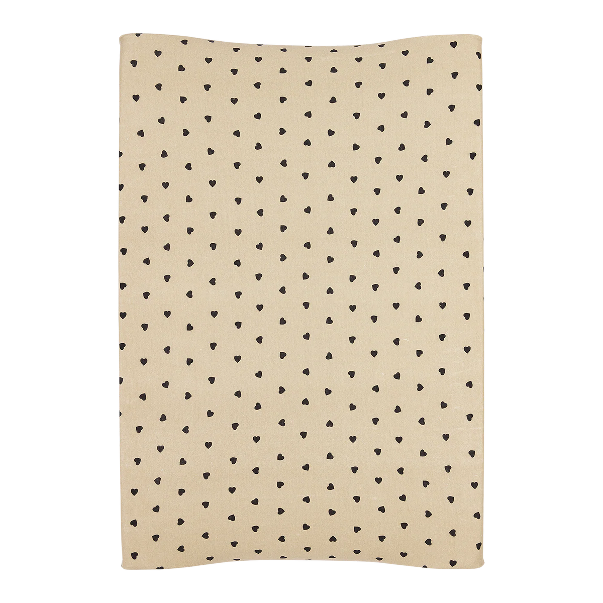 Housse matelas à langer bébé coton 50x70 sable coeurs noirs JOLLEIN