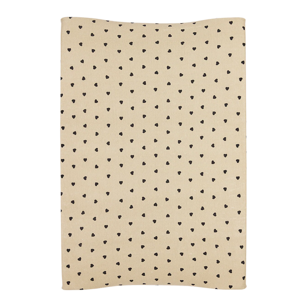 Housse matelas à langer bébé coton 50x70 sable coeurs noirs JOLLEIN