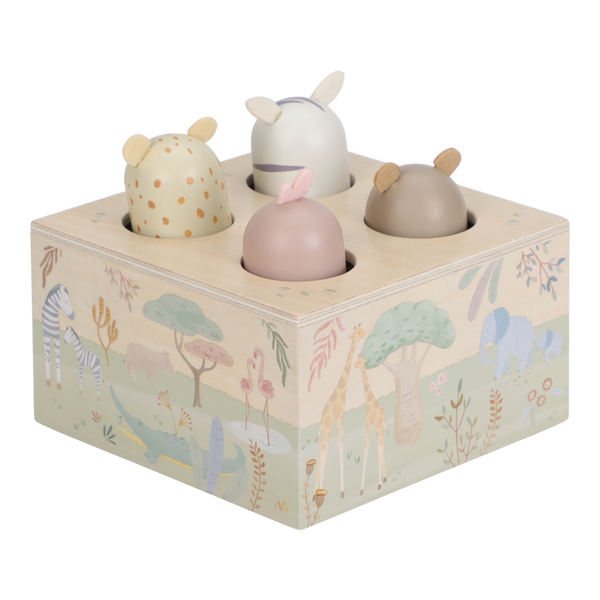 Jouet pop-up Safari Friends – jouet d’éveil en bois